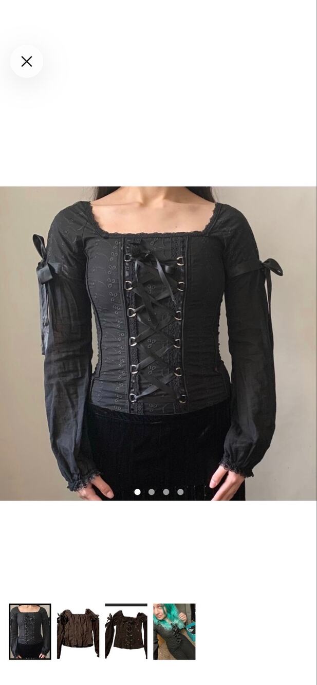Tripp NYC Rare Milkmaid Corset Black Floral Eyelet w/ Bows Size XS-Small